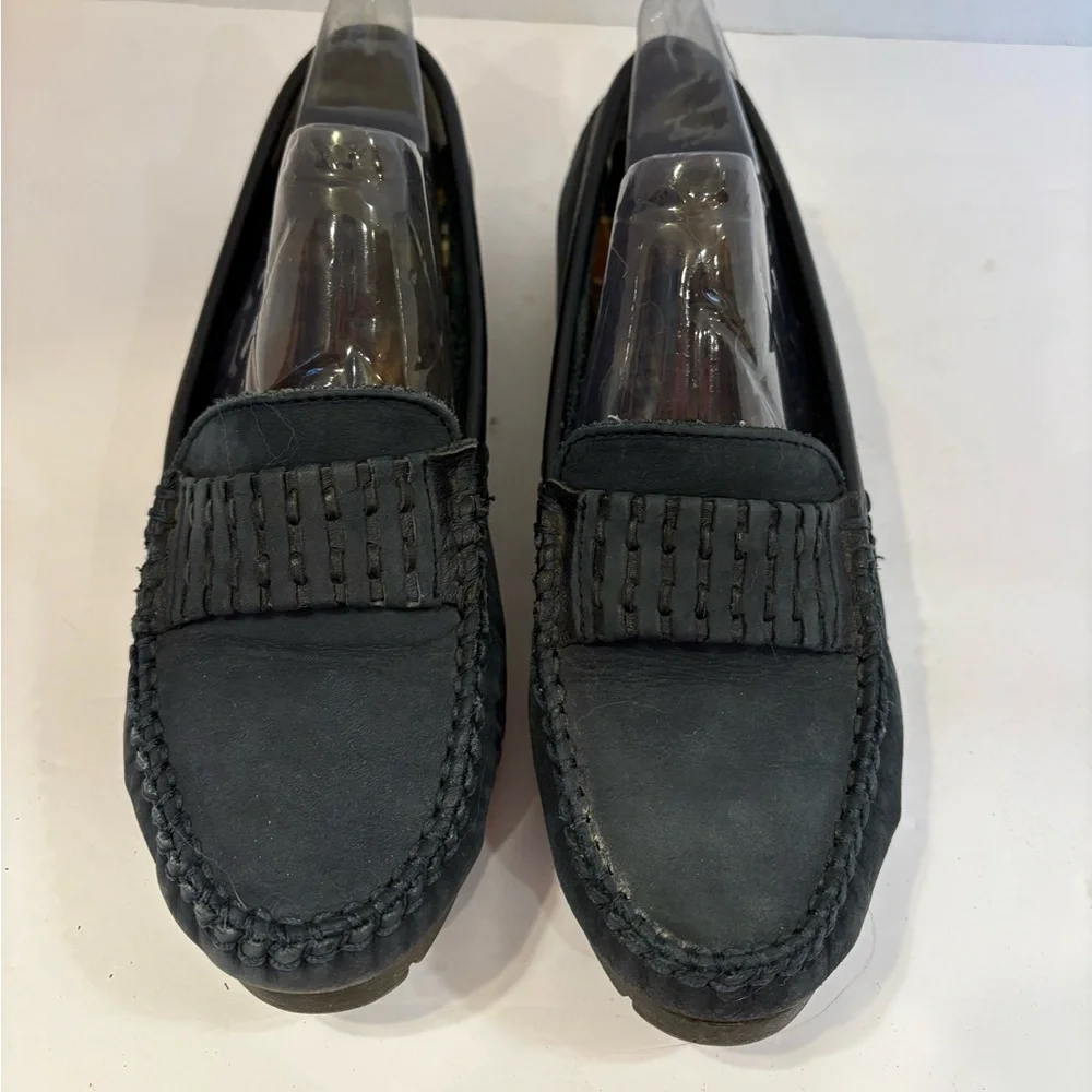 Hush Puppies dark blue leather slide-on loafers shoes size 6.5 M